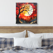 Bossen onder Full Moon canvas print (Insitu (Slaapkamer))