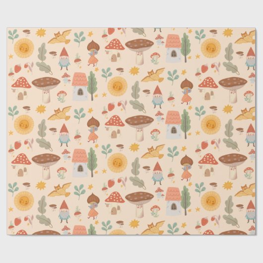 Bossen paddenstoel cadeaupapier (Vlak)