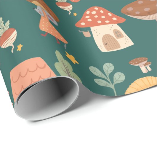 Bossen paddenstoel cadeaupapier (Rol Hoek)