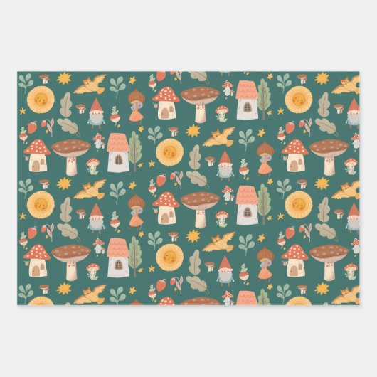 Bossen paddenstoel inpakpapier vel (Voorkant 2)