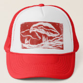 Bossen, paddenstoel, zwoerd en wit trucker pet (Voorkant)