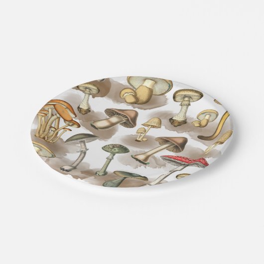 bossen paddenstoelen papieren bordje (Gekanteld)