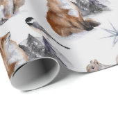 Bossen rode vosseneekvogel sneeuwvlokken winter cadeaupapier (Rol Hoek)