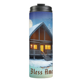 *~* Bossen Stroom Cabin Nachtmaan Patriottisch Thermosbeker