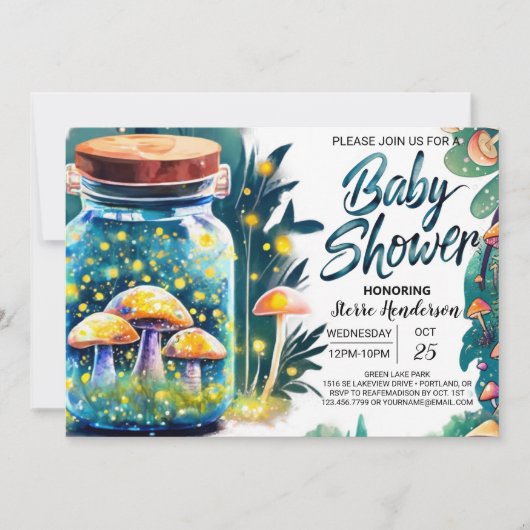 Bossen Toadstool Baby shower Kaart (Voorkant)