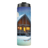 *~* Bossen Tree Pine Stream Cabin Nachtmaan Thermosbeker (Voorkant)