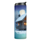 *~* Bossen Tree Pine Stream Cabin Nachtmaan Thermosbeker (Gedraaid links)