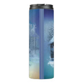 *~* Bossen Tree Pine Stream Cabin Nachtmaan Thermosbeker (Achterkant)