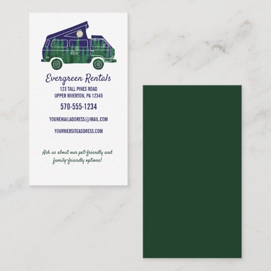 Bossen van Camper Van Camping Thmed Visitekaartje (Voorkant / Achterkant)