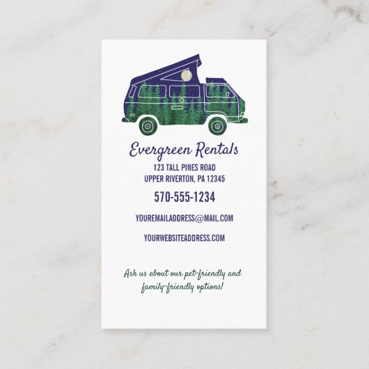 Bossen van Camper Van Camping Thmed Visitekaartje (Voorkant)