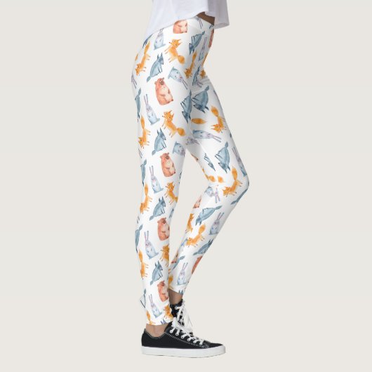 Bossen van cartoons. Wolf, beer, vossen en hazen. Leggings (Rechts)