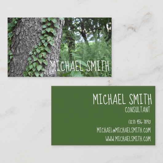 Bossen van de groene boomstam Ivy Park Natuur Foto Visitekaartje (Voorkant / Achterkant)
