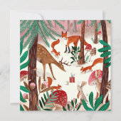 Bossen van de soort Cute Woodland, groen en roze b Feestdagenkaart (Voorkant)