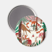 Bossen van de soort Cute Woodland, groen en roze b Magneet (Voorkant / Achterkant)