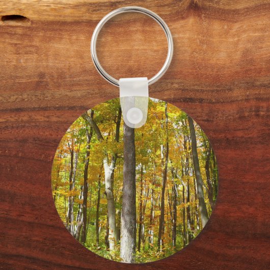 Bossen van geelbladeren Autumn Landschap Sleutelhanger (Voorkant)