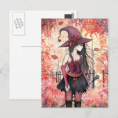 Bossen van het Autumn Witch Briefkaart (Voorkant / Achterkant)