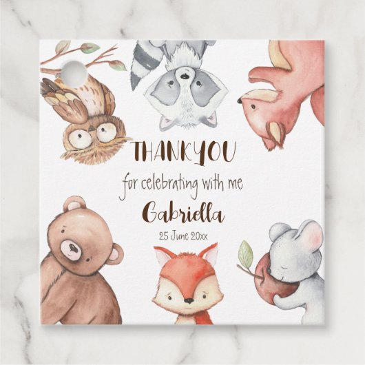 Bossen verjaardag gepersonaliseerd bedankjes labels (Voorkant)