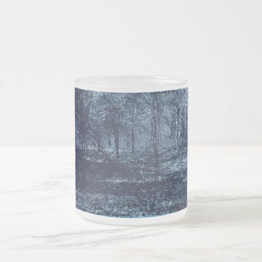 bossen voor blauwe maan matglas koffiemok (Center)