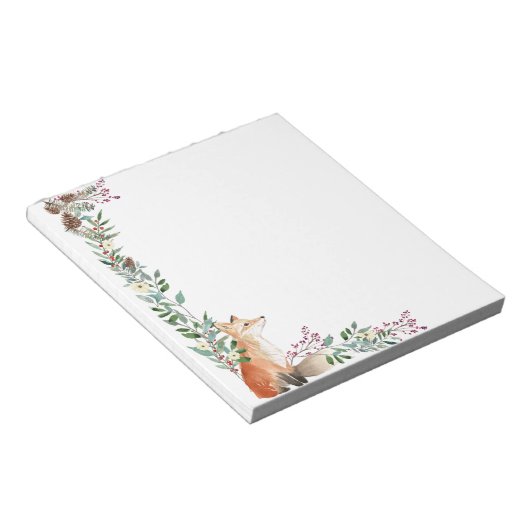Bossen, vossen, bladeren, kerstheilig notitieblok (Schuin)