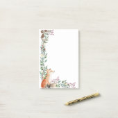 Bossen, vossen, bladgroen, kerstbessen post-it® notes (Op bureau)