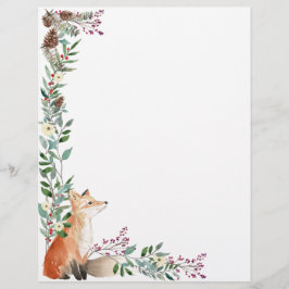 Bossen, vossen, bladgroen, kerstrode bessen briefhoofd