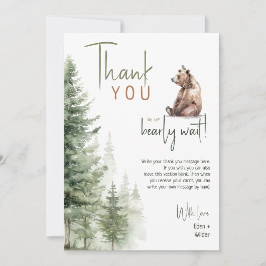 Bossen waar we nauwelijks op kunnen wachten Baby s Bedankkaart (Voorkant)