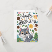 Bossen Wolf Digitale Verjaardag Kaart (Voorkant / Achterkant in situ)