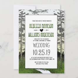 Bossen Woodland Forest Trees Mountain Wedding Kaart