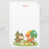 Bossendier in de Cute Woodland voor kinderen Briefpapier (Voorkant / Achterkant)