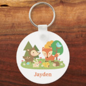 Bossendier in de Cute Woodland voor kinderen Sleutelhanger (Voorkant)