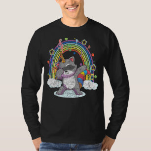 Bossendier regenboogregenboog Raccoon Dabbing Racc T-shirt