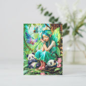 Bossenfee met zachte panda's briefkaart (Staand voorkant)