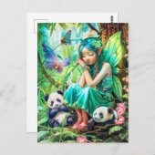 Bossenfee met zachte panda's briefkaart (Voorkant / Achterkant)