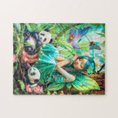 Bossenfee met zachte panda's legpuzzel (Horizontaal)