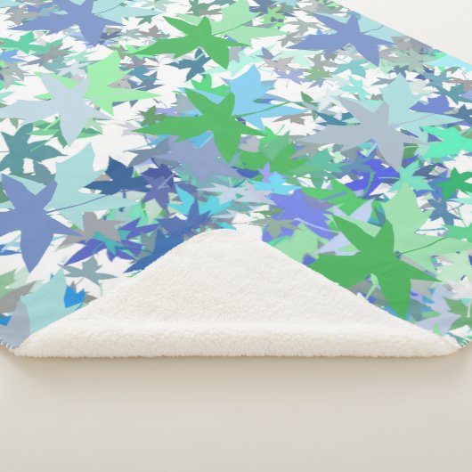 Bossenneury Blue Green Grey Leaf Floral Pattern Sherpa Deken (3/4)