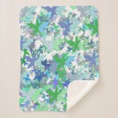 Bossenneury Blue Green Grey Leaf Floral Pattern Sherpa Deken (Voorkant)