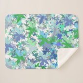 Bossenneury Blue Green Grey Leaf Floral Pattern Sherpa Deken (Voorkant (horizontaal))