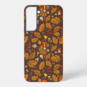 Bossenpaddenstoelen en herfstflora op bruin samsung galaxy hoesje