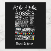 Bosses Wijnlabel Boss waarderingsdag of week. Wijn Etiket (Enkel label)