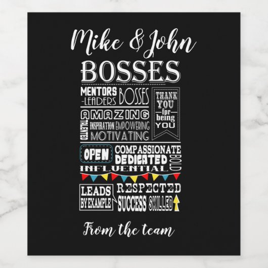 Bosses Wijnlabel Boss waarderingsdag of week. Wijn Etiket (Enkel label)