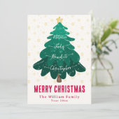 Bossige kerstboom familie niet foto vakantie Kaart (Staand voorkant)