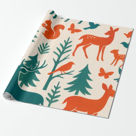 Bossilhouetten Cadeaupapier (Uitgerold)