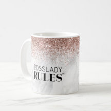 BossLady Regels Logo Roos Gouden Glitter Marmeren 
