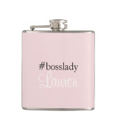 #Bosslady | roze | Kalligrafie | Aangepaste naam Heupfles (Voorkant)