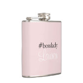 #Bosslady | roze | Kalligrafie | Aangepaste naam Heupfles (Rechts)