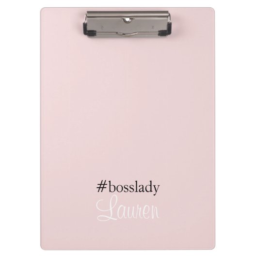 #Bosslady | roze | Kalligrafie | Aangepaste naam Klembord (Voorkant)
