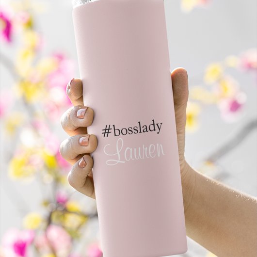 #Bosslady | roze | Kalligrafie | Aangepaste naam Thermosbeker