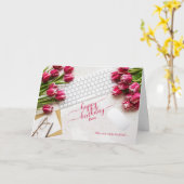 Boss's Birthday Pink Tulips and Desktop Kaart (Gele Bloem)