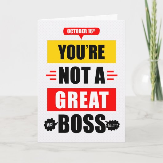 Boss's Day Funny Not a Great Boss Typography (Geen Kaart (Voorkant)