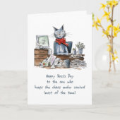 Boss's Day Van Groep Naar Vrouw Funny Vrouw Cat Kaart (Gele Bloem)
